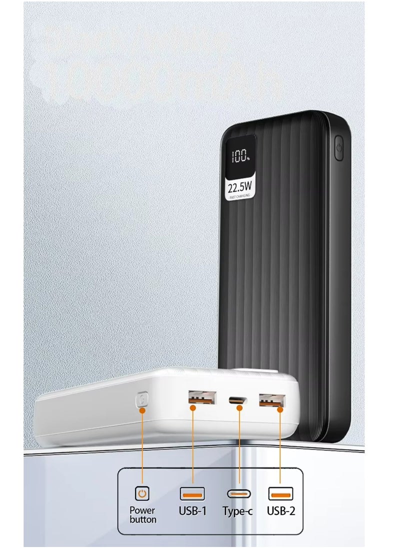 Vizzaro - 20000 mAh Fast Charging Power Bank With LED Digital Display 1 USB C and 2 USB A Ports Charge up to 3 devices Works With Iphone Android and All other Devices - Black - Image 1