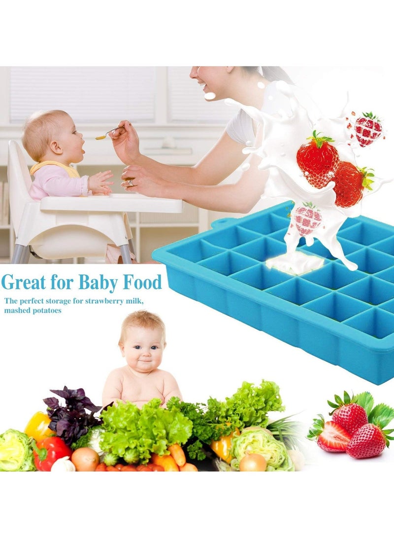 صواني مكعبات الثلج 3 قطع، صينية ثلج من السيليكون مع غطاء قابل للإزالة، قوالب مكعبات ثلج مرنة وسهلة الإزالة، 24 مكعب لكل صينية للمشروبات الكوكتيل، طعام الأطفال، والشوكولاتة. - Image 4