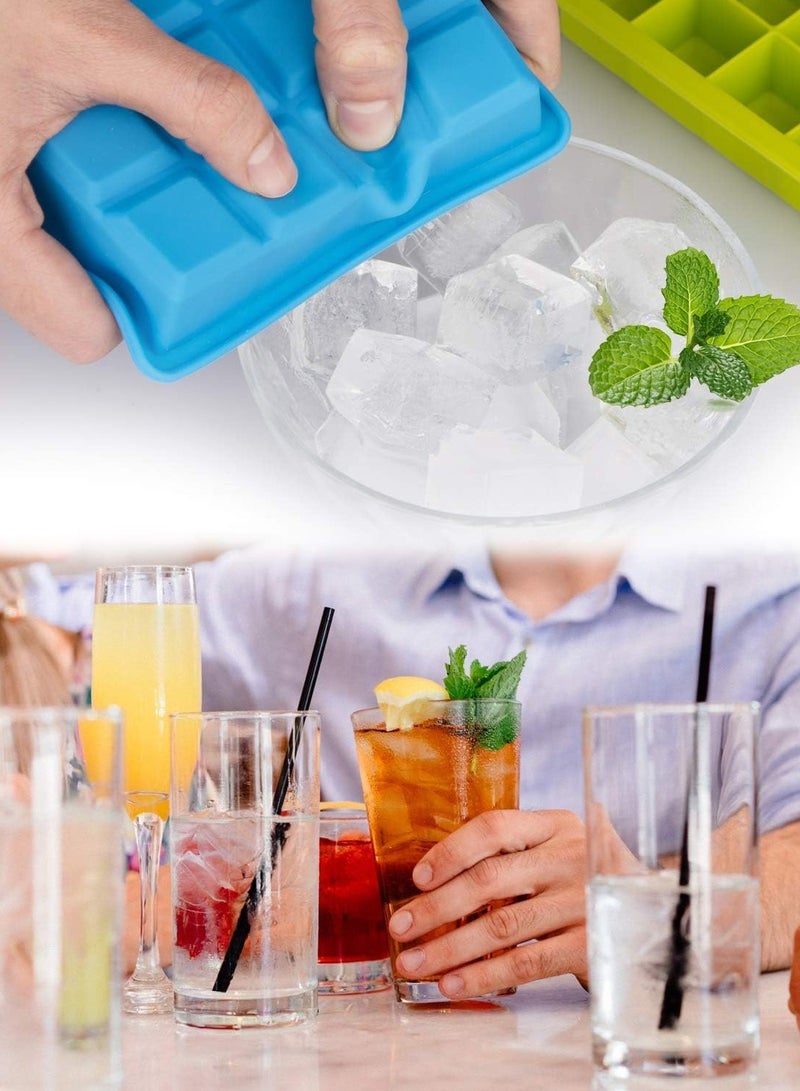 صواني مكعبات الثلج 3 قطع، صينية ثلج من السيليكون مع غطاء قابل للإزالة، قوالب مكعبات ثلج مرنة وسهلة الإزالة، 24 مكعب لكل صينية للمشروبات الكوكتيل، طعام الأطفال، والشوكولاتة. - Image 3