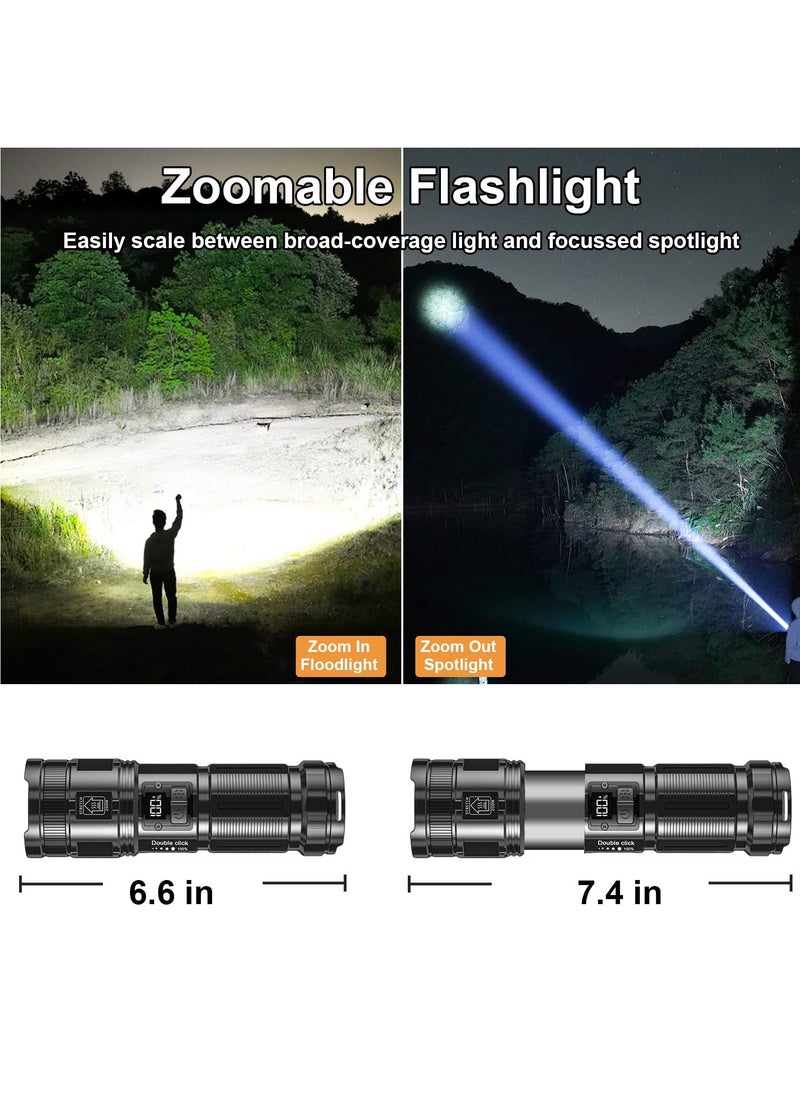 Generic - Flashlights High Lumens Rechargeable, 12000 Lumens Super Bright Led Flashlight with COB Work Light, Powerful Flash Light, High Powered Handheld Tactical Flashlights for Emergencies Camping Hiking Gift - Image 1