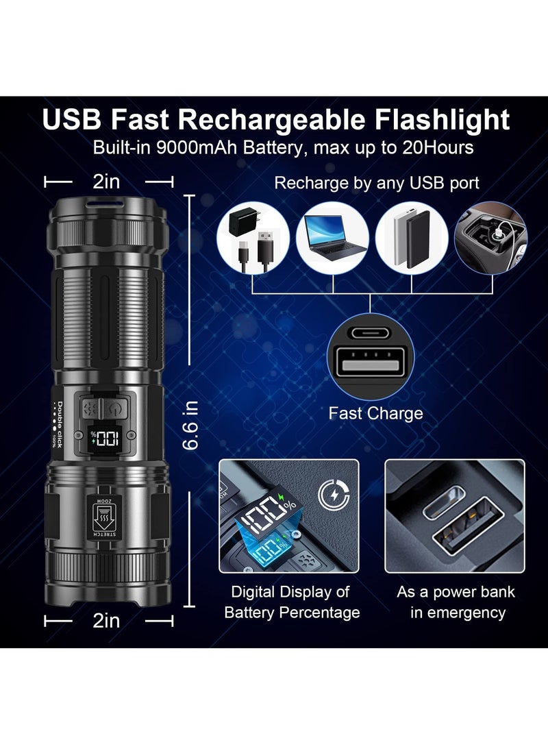 Generic - Flashlights High Lumens Rechargeable, 12000 Lumens Super Bright Led Flashlight with COB Work Light, Powerful Flash Light, High Powered Handheld Tactical Flashlights for Emergencies Camping Hiking Gift - Image 1