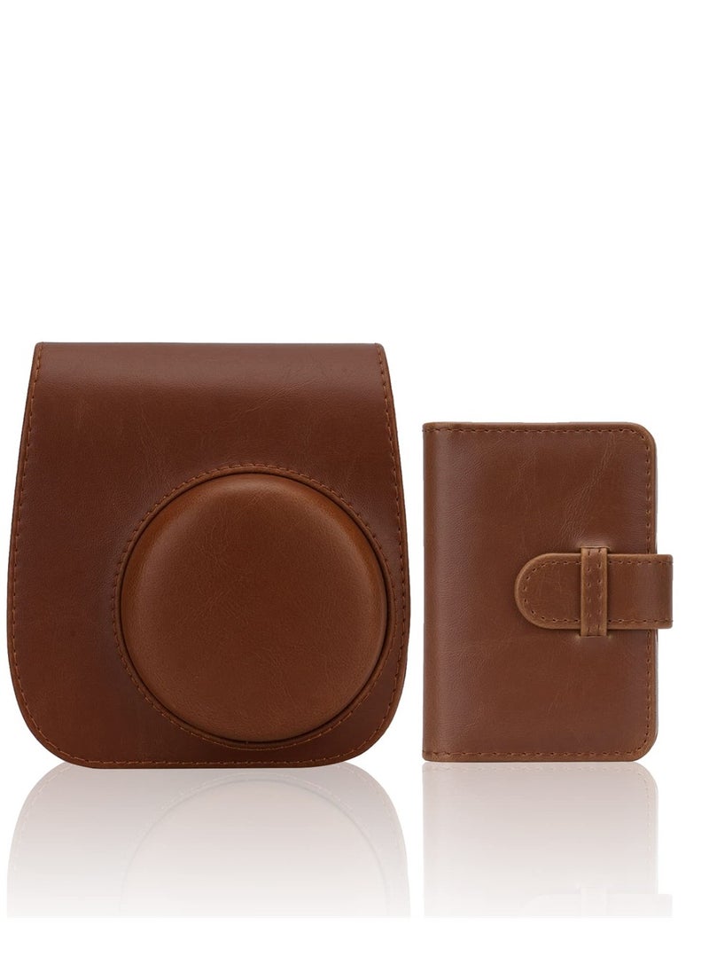 SYOSI - Instant Camera Case Compatible with for Fujifilm Instax Mini 11/9/8/8+ PU Leather Bag with Pocket and Adjustable Shoulder Strap Mini Photo Album (Brown) - Image 1