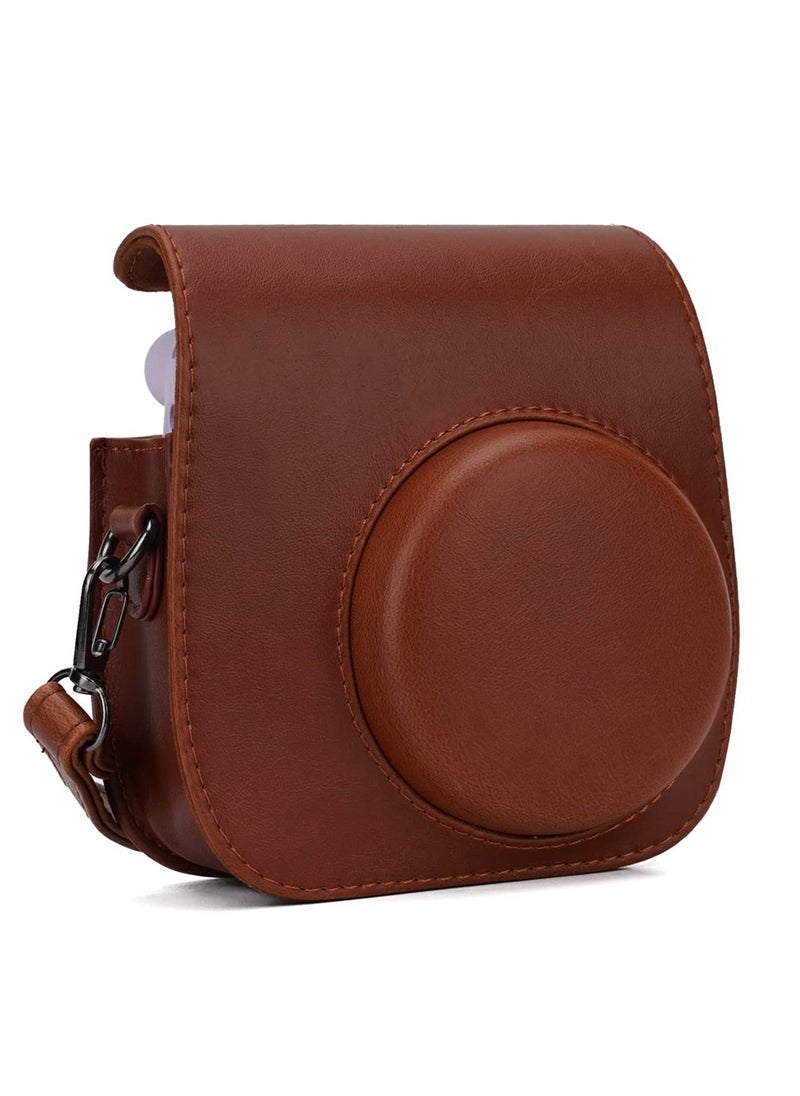 SYOSI - Instant Camera Case Compatible with for Fujifilm Instax Mini 11/9/8/8+ PU Leather Bag with Pocket and Adjustable Shoulder Strap Mini Photo Album (Brown) - Image 1