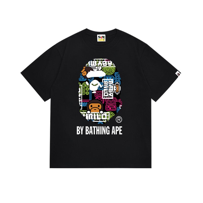 بايب تي شيرت رياضي قصير الأكمام مموه مشترك بين BAPE وميامي الدولي للجنسين - موضة الشارع العصرية - Image 1