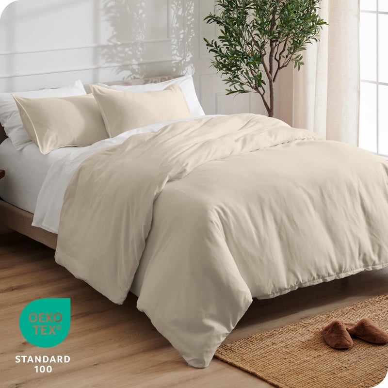 Bare Home Bedding Duvet Cover King Size - Premium 1800 Super Soft Collection - Lightweight, Cooling - Soft Breathable Bedding Duvet Cover (King, Sand) - Image 4