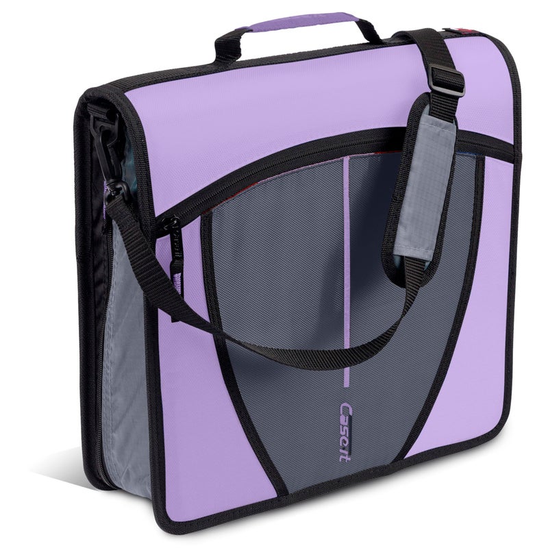 Case it Case-it Mighty Zip Tab School Zipper Binder | 3-Inch O-Rings, 600-Sheet Capacity, 5-Subject Expanding File Folder, Multiple Pockets & Storage Organizer, Shoulder Strap | D-146 Lavender - Image 1