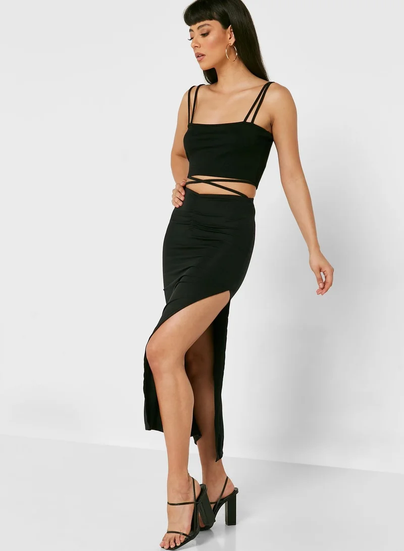 TOPSHOP Ruched High Waist Skirt
