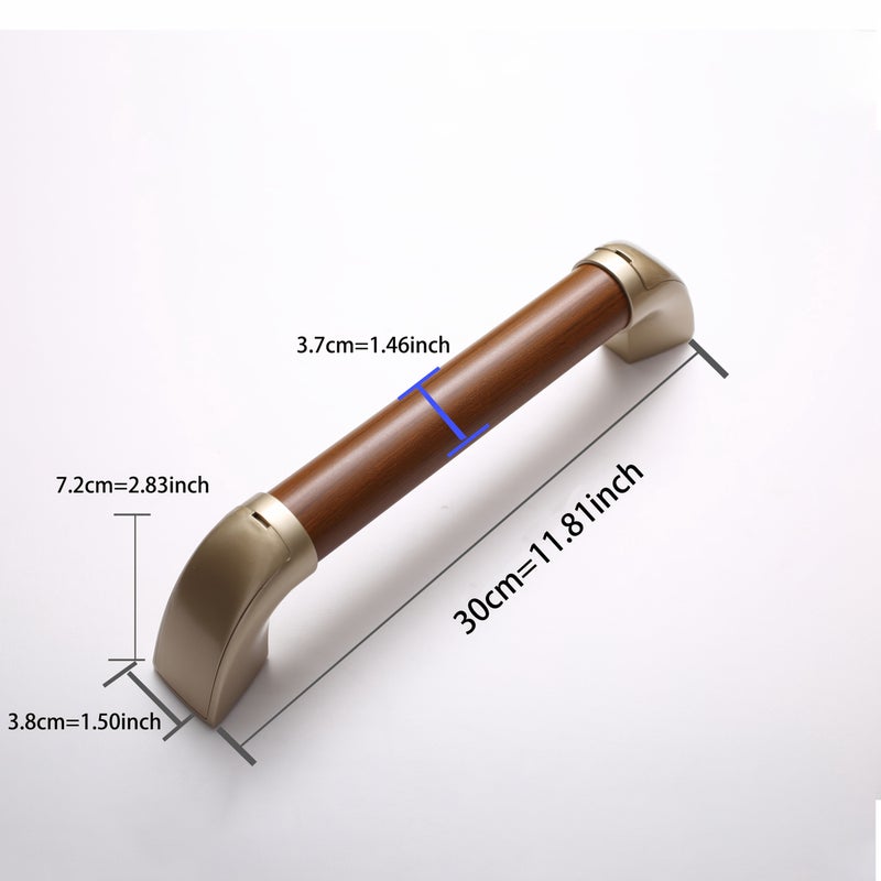 Bathroom Safety Grab Bar Walnut 11.81inch Non Slip Toilet Handle For Elderly And Disabled Durable Aluminum Alloy Accessibility Aid With Elegant Design Sturdy Construction - Image 1