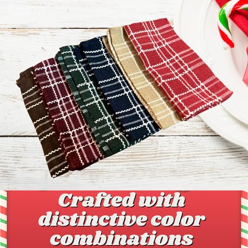 Heartmia Pack of 12 Multicolour Cotton Kitchen Cloth/Napkins, 18 x 18 Inch | Soft & Absorbent | Multipurpose Dish Towels for Cleaning & Kitchen Use - Image 4