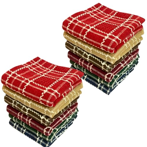 Heartmia Pack of 12 Multicolour Cotton Kitchen Cloth/Napkins, 18 x 18 Inch | Soft & Absorbent | Multipurpose Dish Towels for Cleaning & Kitchen Use - Image 1