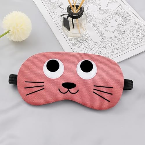 Jenna Cute Bunny Blue Fur Sleeping Eye Shade Mask Cover for Insomnia, Meditation, Puffy Eyes and Dark Circles (Cat_Pink) - Image 3