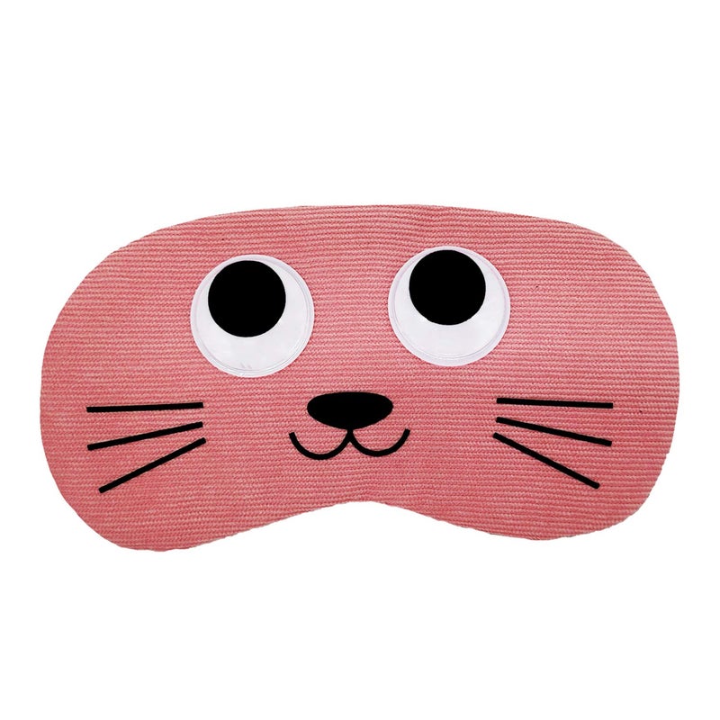 Jenna Cute Bunny Blue Fur Sleeping Eye Shade Mask Cover for Insomnia, Meditation, Puffy Eyes and Dark Circles (Cat_Pink) - Image 5