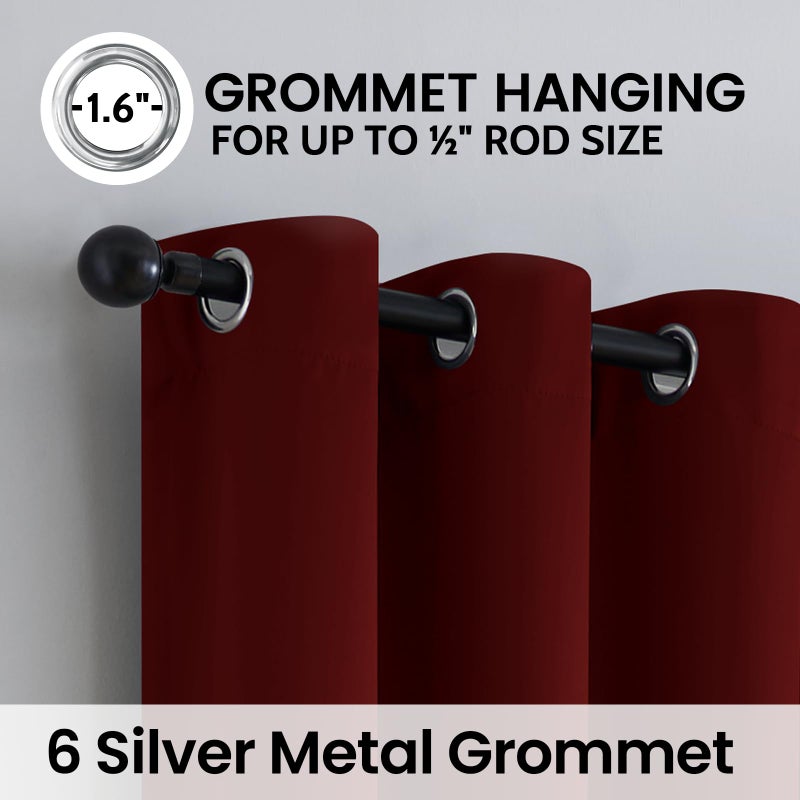 SimpleHome 100% Blackout Curtains for Bedroom,Thermal Insulated Burgundy Grommet Window Drapes Room Darkening Curtains for Living Room with Black Back,38 x 84 Inch,2 Panels - Image 5