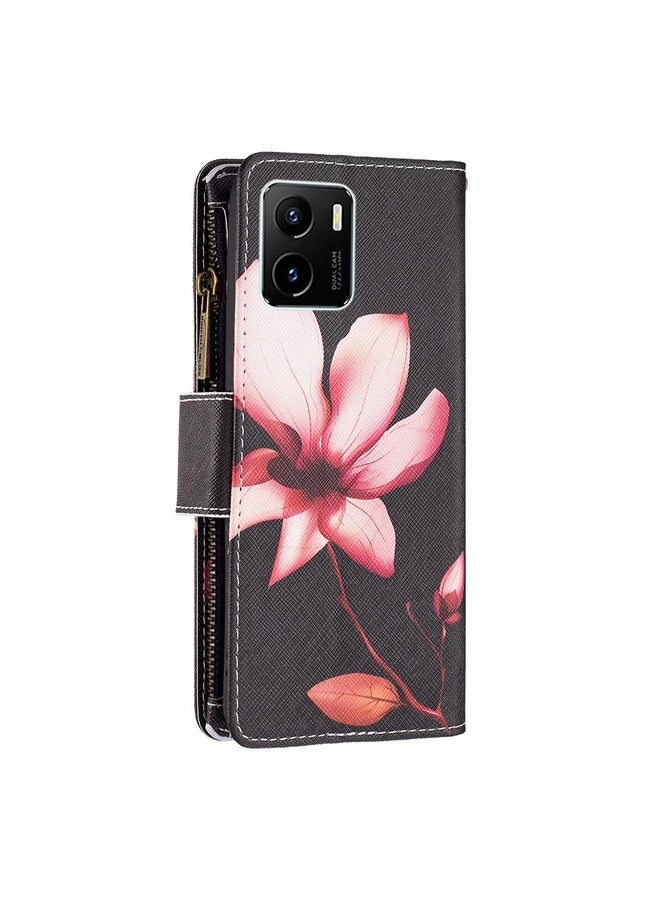 HuHa Case Cover For vivo Y15s Colored Drawing Pattern Zipper Horizontal Flip Leather Phone Case(Lotus) - Image 3
