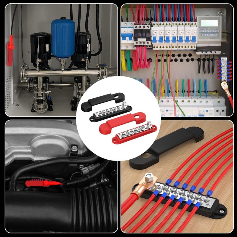 2PCS Bus Bar 12V 150A Power Distribution Block 1/4" Terminal Studs M4 Terminal Screws 12 Volt Bus Bar with Cover 12V Battery Busbar for Marine Boat Automotive Solar Wiring - Image 5