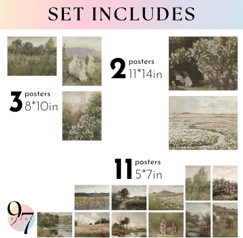 97 Decor Large 11x14 French Country Wall Art Decor - Vintage Wall Art Prints, Farmhouse Wall Decor Vintage Botanical Print, Nature Poster Landscape Painting Spring Pictures For Bedroom (Unframed) - Image 2