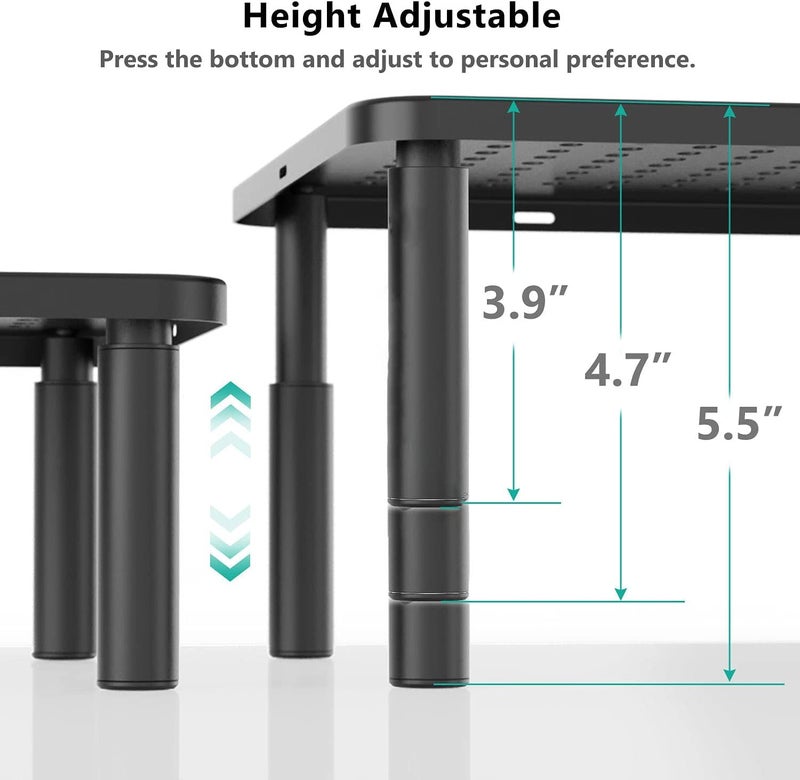 TARKAN Monitor Stand for Desk Laptop PC Riser 3 Height Adjustable with Airflow Vents Steel Black - Image 3