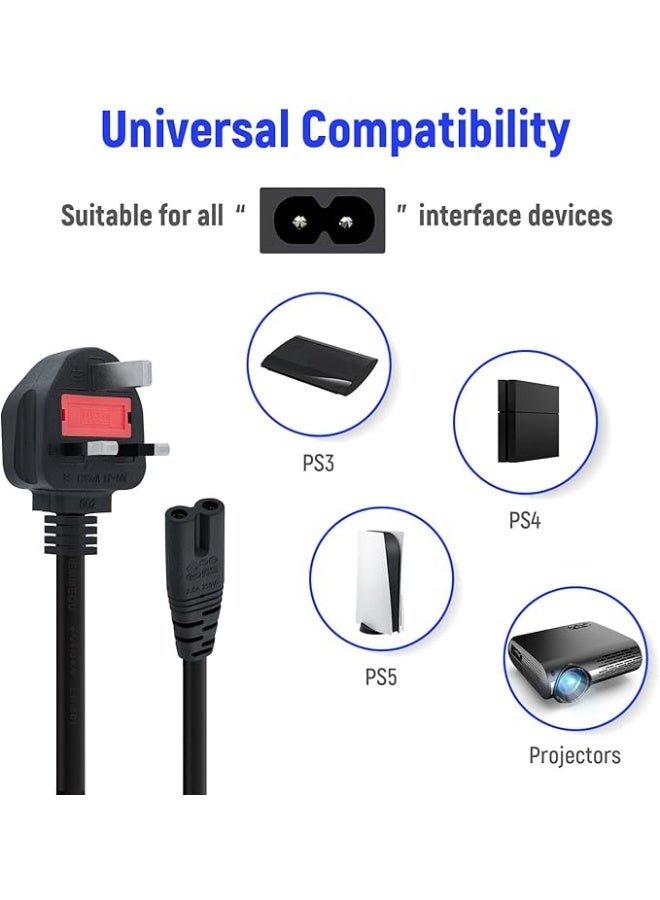 2 Prong Power Cable Cord for HP Envy/OfficeJet, Canon Pixma/Maxify, E pson, Brother, Dymo Label Writer Printer, Sony PlayStation 2/3/4 (PS2/PS3/PS4), Xbox One X, Xbox 1s 2 Pin Power Cable  - Image 2