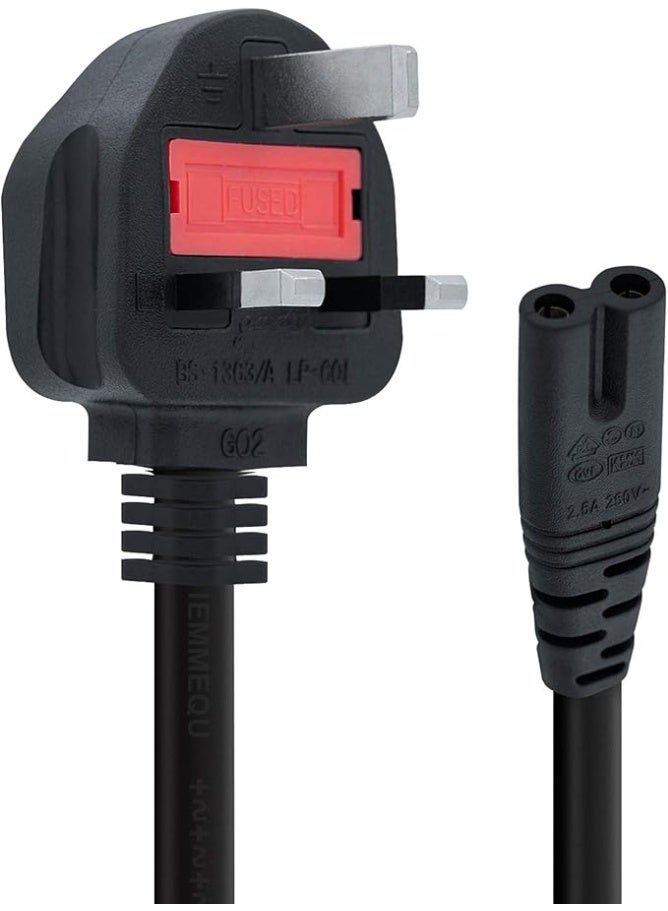 2 Prong Power Cable Cord for HP Envy/OfficeJet, Canon Pixma/Maxify, E pson, Brother, Dymo Label Writer Printer, Sony PlayStation 2/3/4 (PS2/PS3/PS4), Xbox One X, Xbox 1s 2 Pin Power Cable  - Image 1