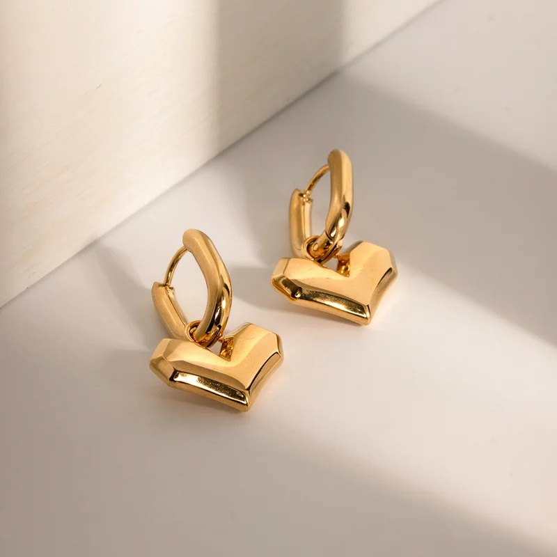 Palmonas PALMONAS Peripheral Heart Drop Earrings for Women | 18K Gold Plated, Waterproof & Anti-Tarnish