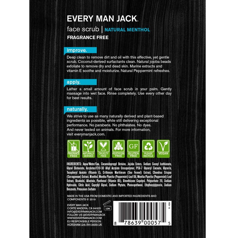 Every Man Jack Face Scrub, Natural Menthol, Signature Mint, 5 Fl Oz - Image 2