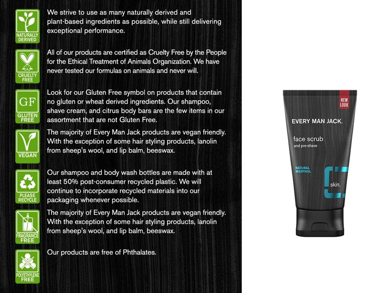 Every Man Jack Face Scrub, Natural Menthol, Signature Mint, 5 Fl Oz - Image 4