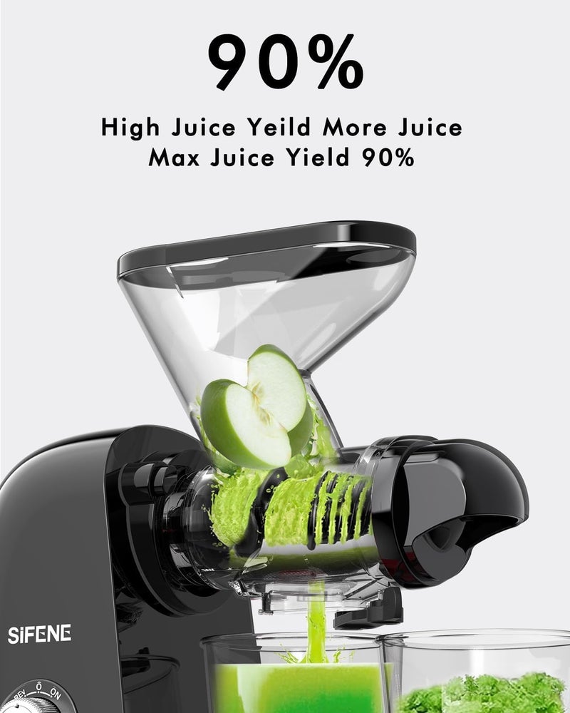 SIFENE Compact Single Auger Slow Masticating Juicer Machine, for Celery, Carrot, Ginger, Fruits & Leafy Greens, Easy to Clean, Dual Feed Chute, BPA-Free, Quiet Operation for Small Kitchens - Image 3