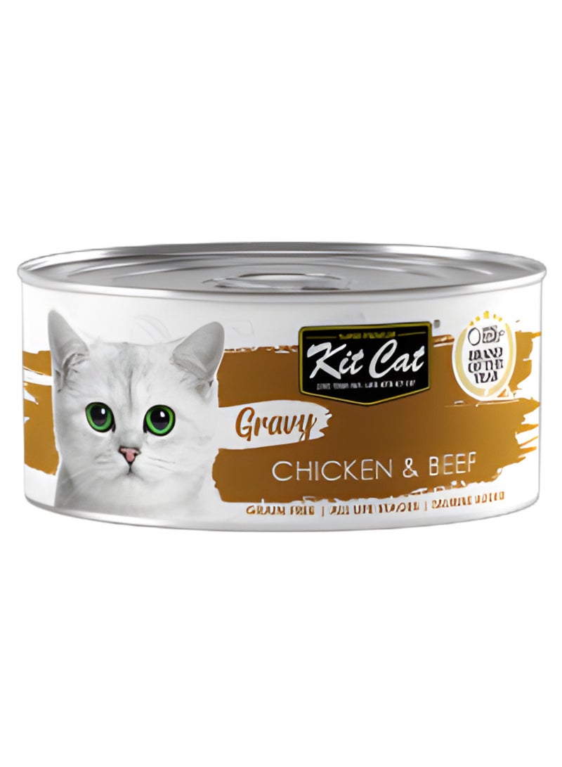 Kit Cat (24 packs) wet food with  Chicken & Beef  flavor for small and large cats / 70 grams - Image 2