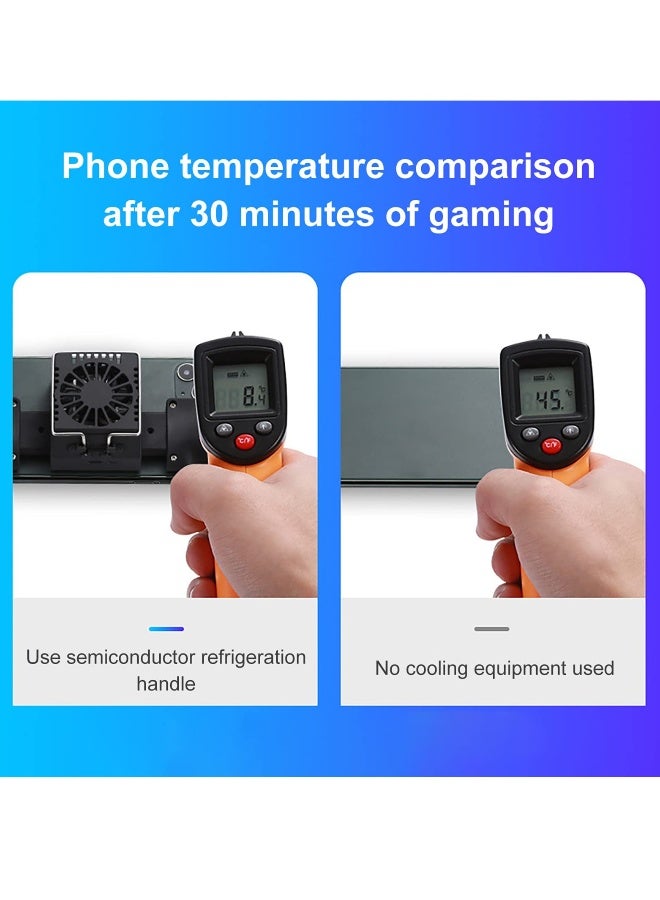Mobile Game Controller + Active Cooling Fan Phone Radiator Grip, heat dissipation function,Semiconductor Mobile Game Controller Gamepads, Compatible with iOS/Android Phone Black - Image 4