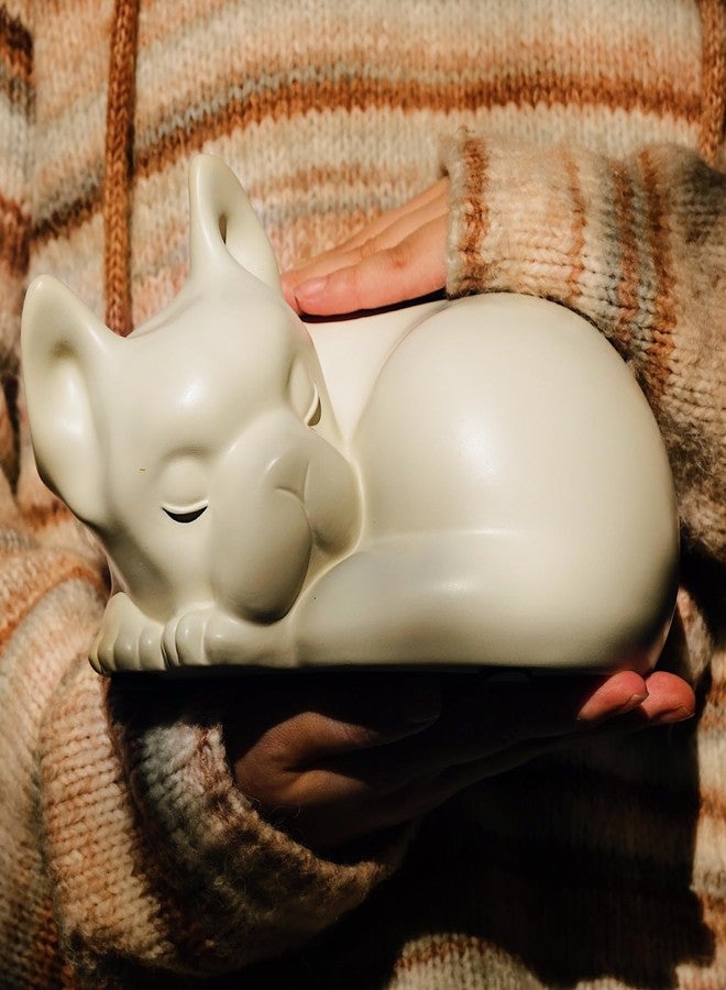 FUFYUKEY Dog Urn, Dog Urns for Ashes, for Pets Up to 75 Lbs, Sleeping Doggie Pet Memorial Keepsake Funeral Urn for Frenchie Dogs Ashes, White Resin Cremation French Bulldog Urns - Image 2