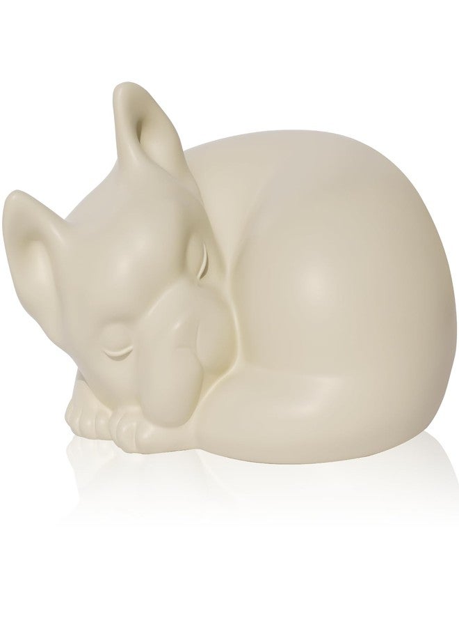 FUFYUKEY Dog Urn, Dog Urns for Ashes, for Pets Up to 75 Lbs, Sleeping Doggie Pet Memorial Keepsake Funeral Urn for Frenchie Dogs Ashes, White Resin Cremation French Bulldog Urns - Image 1