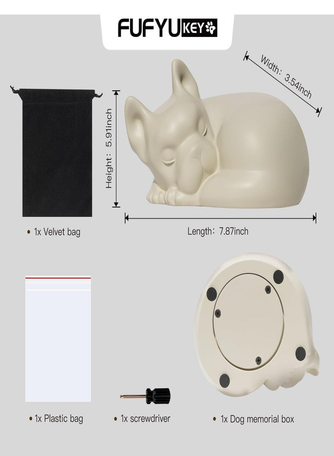 FUFYUKEY Dog Urn, Dog Urns for Ashes, for Pets Up to 75 Lbs, Sleeping Doggie Pet Memorial Keepsake Funeral Urn for Frenchie Dogs Ashes, White Resin Cremation French Bulldog Urns - Image 5