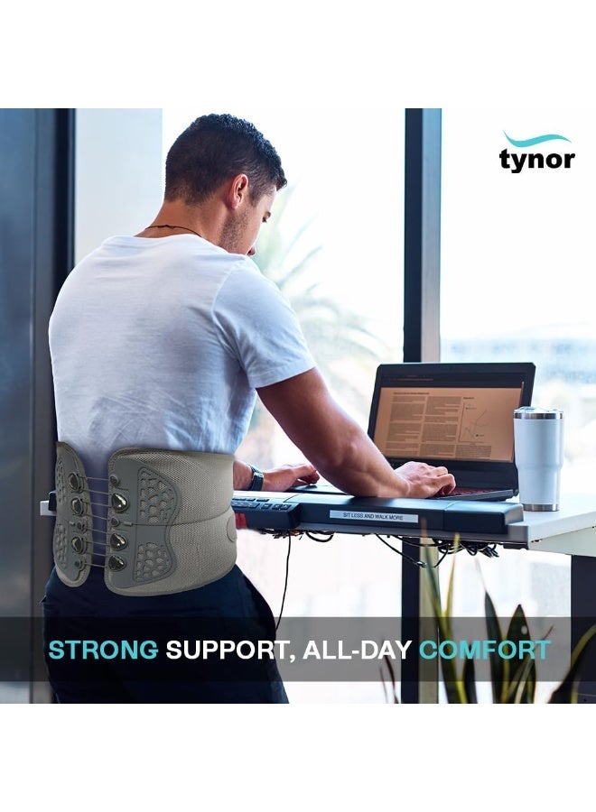 تاينور حزام TYNOR Lacepull L.S لدعم المنطقة القطنية وتخفيف الألم أثناء الأنشطة | مريح للرجال والنساء (رمادي، مقاس صغير/متوسط، قطعة واحدة) - Image 2