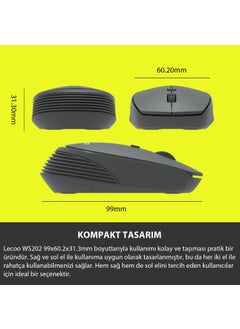 lecoo Lenovo WS202 Wireless 1200DPI 4-Button Optical Mouse Gray  - Image 4
