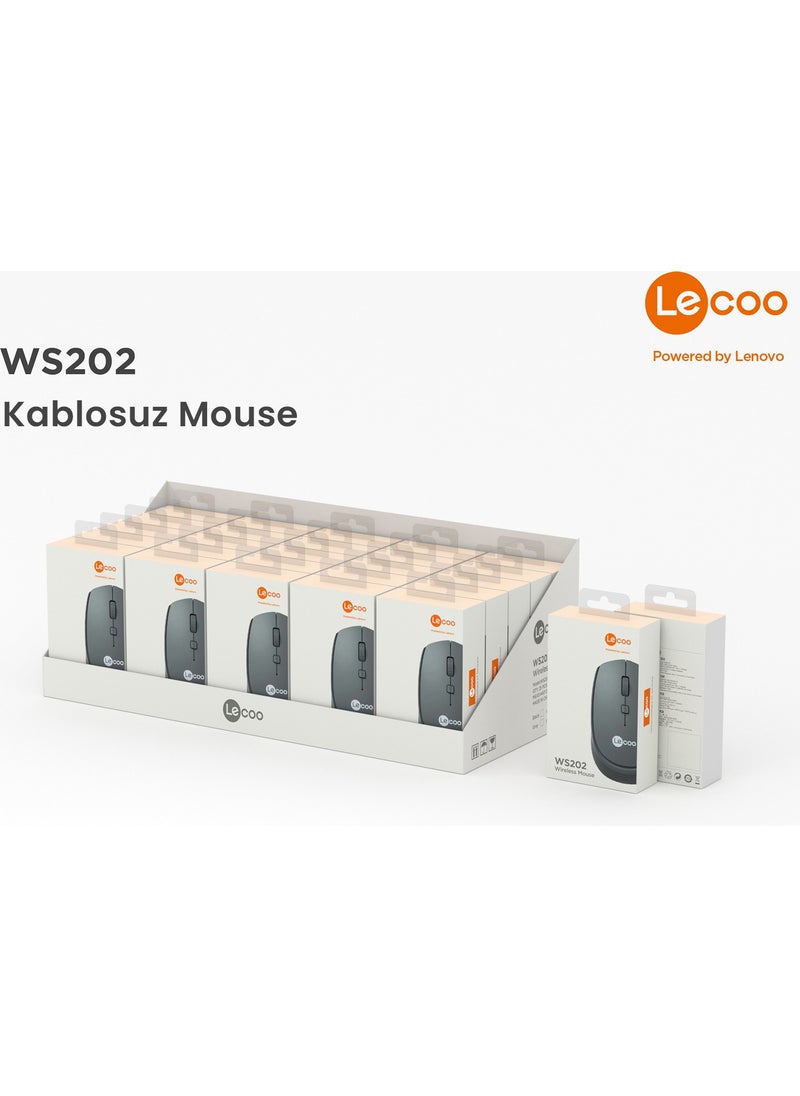lecoo - Lenovo WS202 Wireless 1200DPI 4-Button Optical Mouse Gray - Image 1