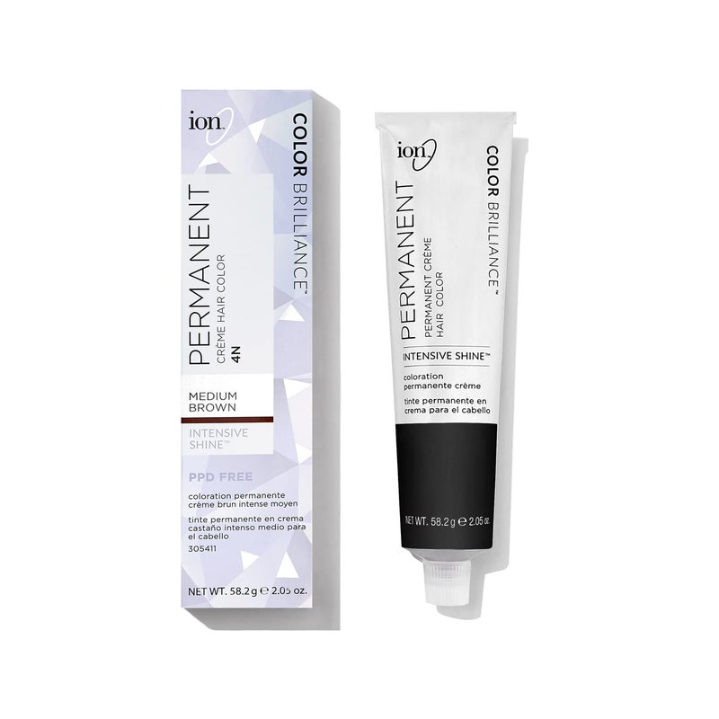 Ion Permanent Creme Hair Color 4N Medium Brown, Vegan, Cruelty Free, PPD Free, 100% Gray Coverage, Long Lasting, Fade Resistant Color, 2.05 oz - Image 2