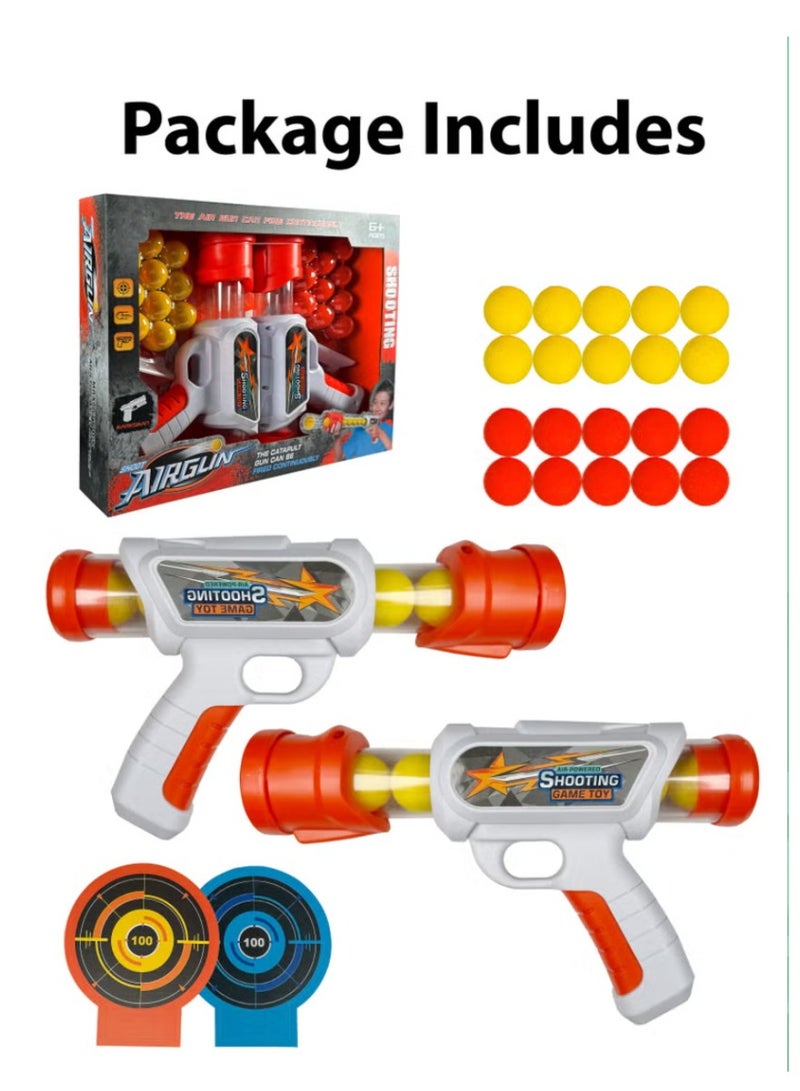 Yuwell Children’s Shooting Game Toy Air Power Manual Pressure Popper Soft Ball Gun For Kids 2 Airgun And 20 Foam Balls Power Blaster With 2 Targets Toys Guns Indoor Outdoor Activity Shooting Gun - Image 2