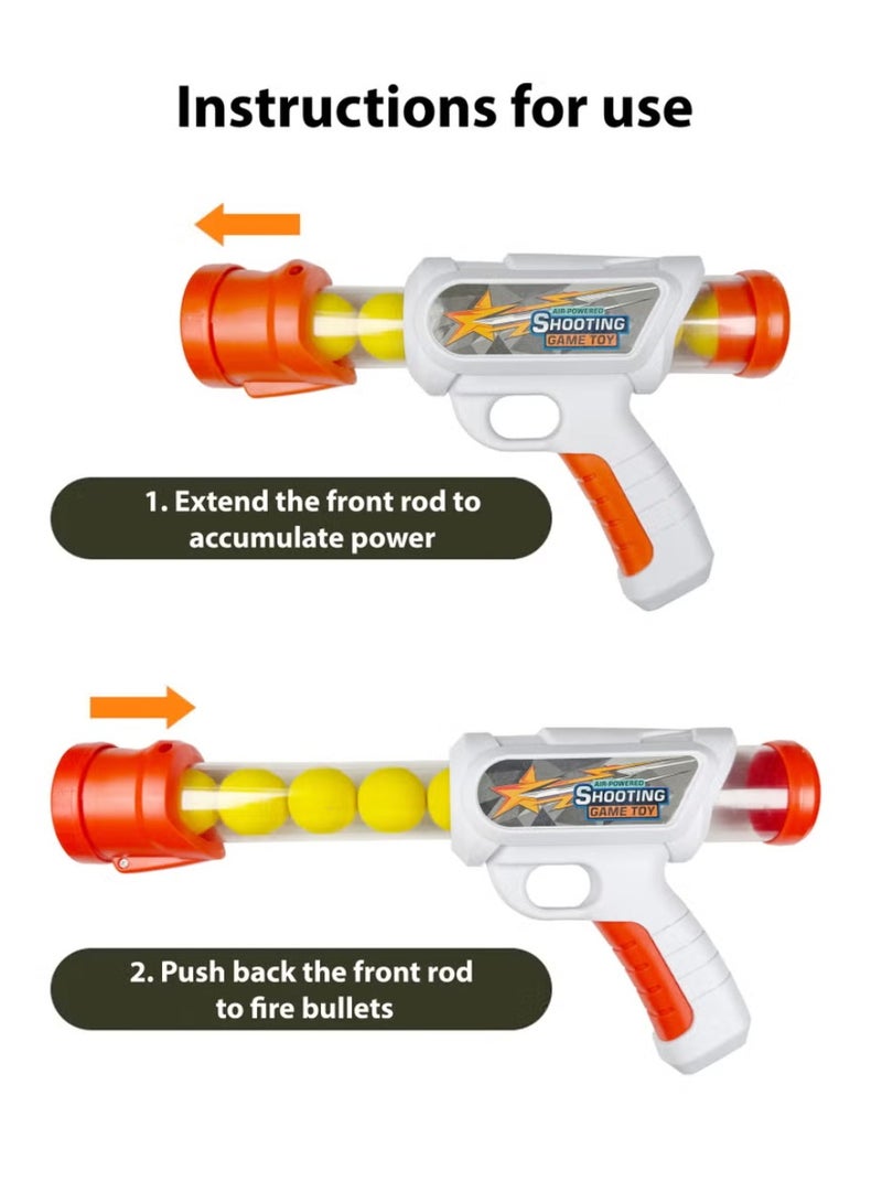 Yuwell Children’s Shooting Game Toy Air Power Manual Pressure Popper Soft Ball Gun For Kids 2 Airgun And 20 Foam Balls Power Blaster With 2 Targets Toys Guns Indoor Outdoor Activity Shooting Gun - Image 3