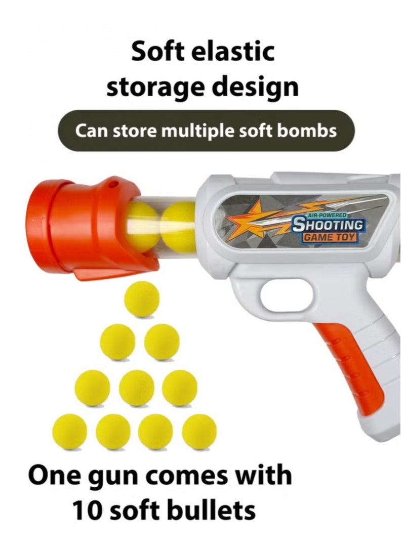 Yuwell Children’s Shooting Game Toy Air Power Manual Pressure Popper Soft Ball Gun For Kids 2 Airgun And 20 Foam Balls Power Blaster With 2 Targets Toys Guns Indoor Outdoor Activity Shooting Gun - Image 4