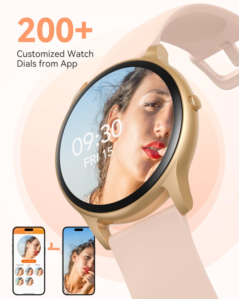 AGPTEK Smart Watch for Women, 5ATM Waterproof Smartwatch for Android and iOS Phones, Fitness Tracker Watch with 100+ Sports Modes, Heart Rate Monitor Pedometer Sleep Monitor, Pink - Image 5