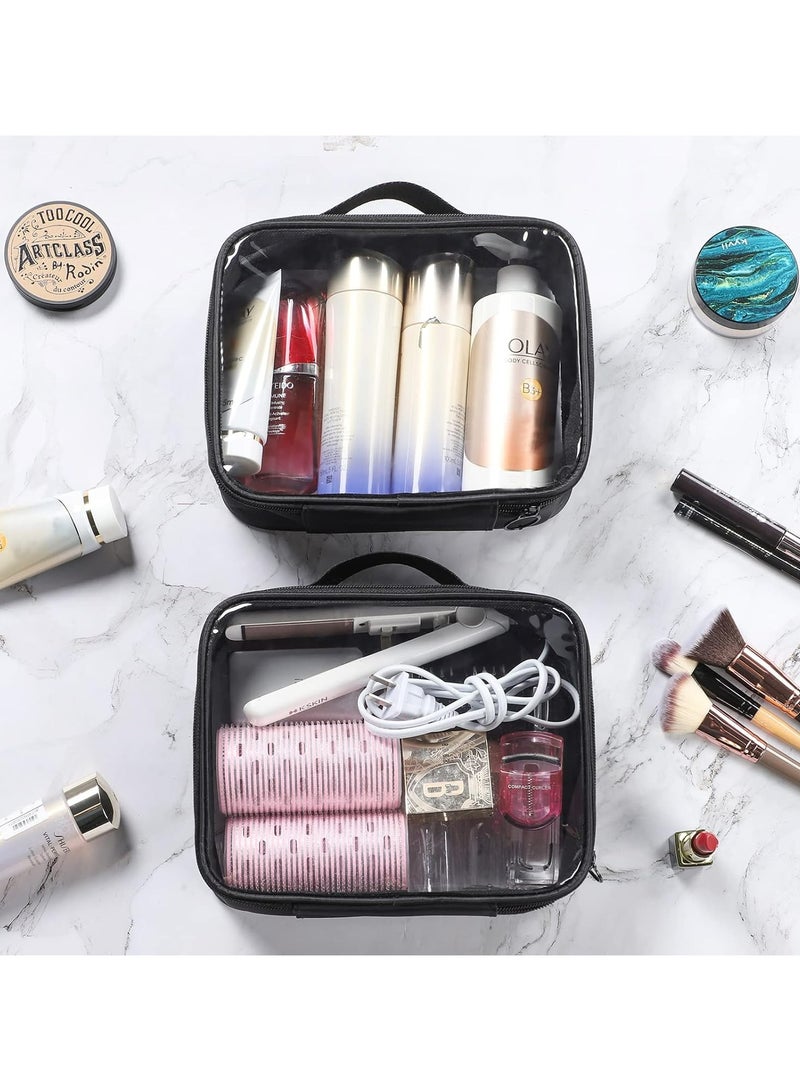 أوزيغالور 2 عبوة من حقائب أدوات الزينة الشفافة المعتمدة من إدارة أمن المواصلات الأمريكية، حقيبة مستحضرات تجميل PVC بحجم كوارت للرجال والنساء - Image 1