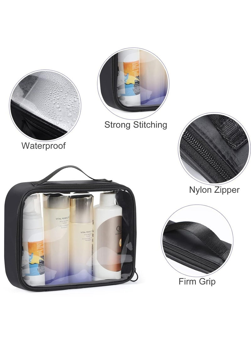 أوزيغالور 2 عبوة من حقائب أدوات الزينة الشفافة المعتمدة من إدارة أمن المواصلات الأمريكية، حقيبة مستحضرات تجميل PVC بحجم كوارت للرجال والنساء - Image 3