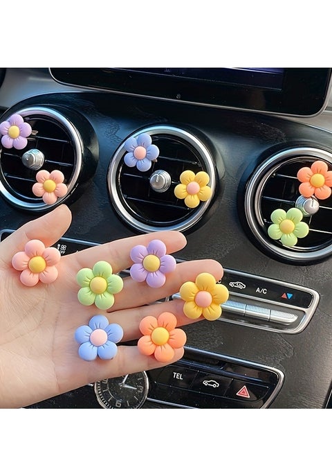 6pcs Cute Cartoon Flower Car Air Vent Decorations - Personalize Your Car Interior