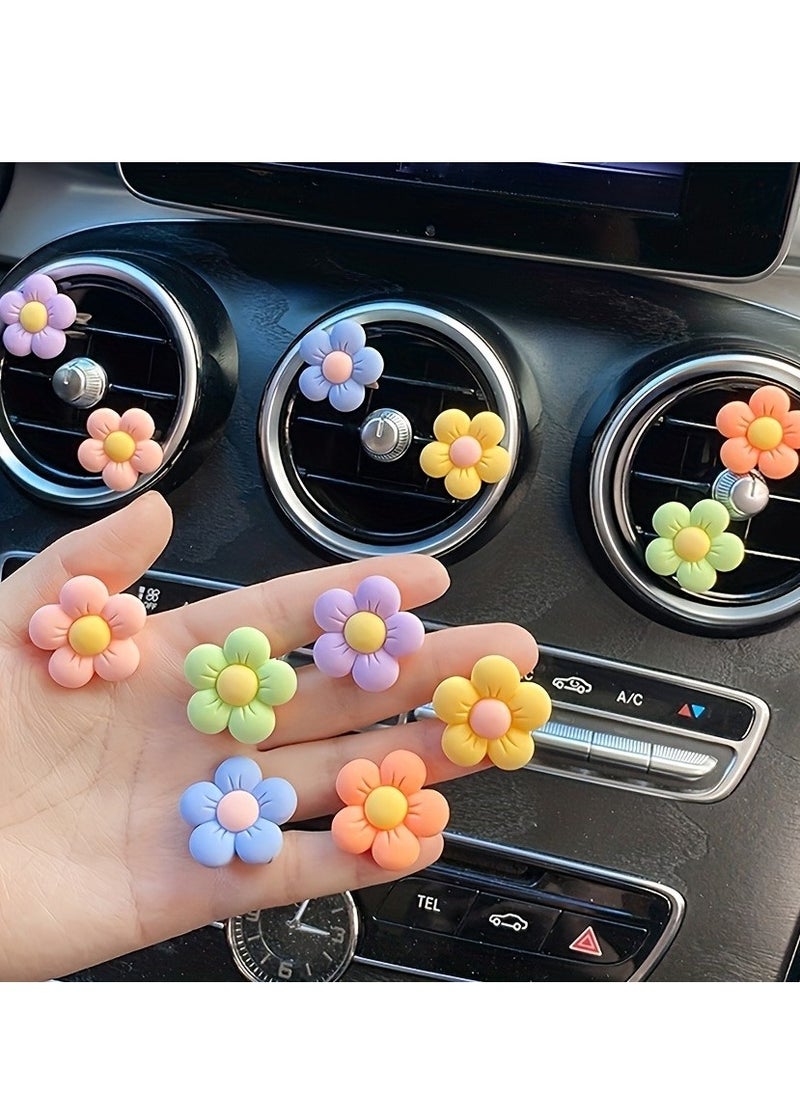 Generic 6pcs Cute Cartoon Flower Car Air Vent Decorations - Personalize Your Car Interior  - Image 1