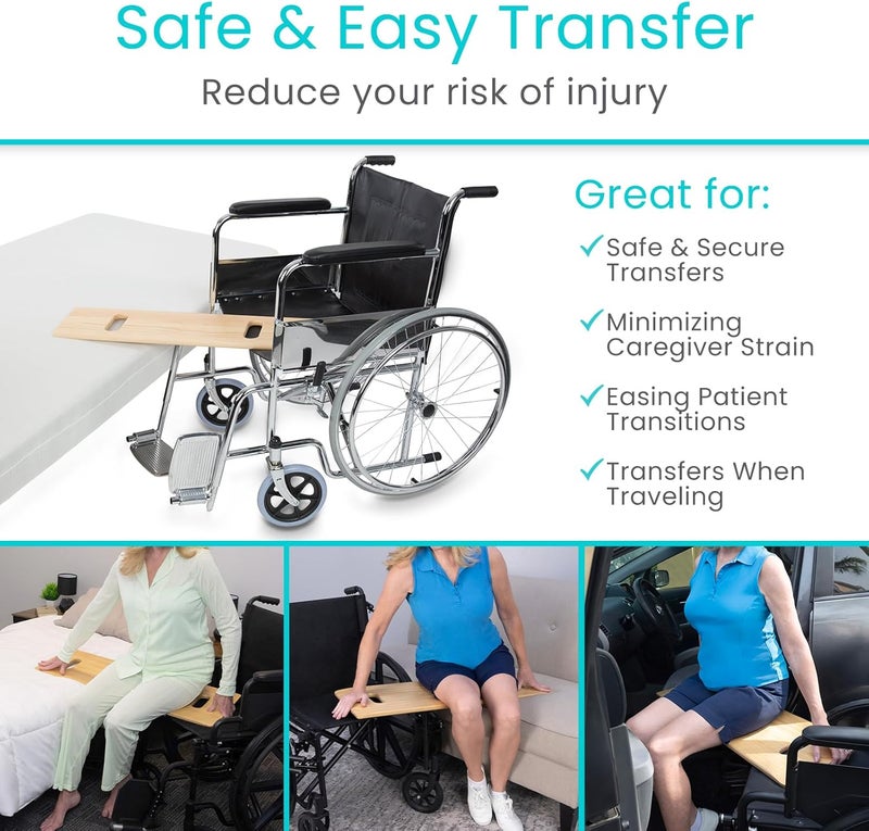 Vive Transfer Board 30 by 8  Patient Slide Assist Device  Transferring from Wheelchair to Bed Toilet Car Bathtub  Heavy Duty Sliding for Elderly Seniors Disabled  Transport Platform - Image 3
