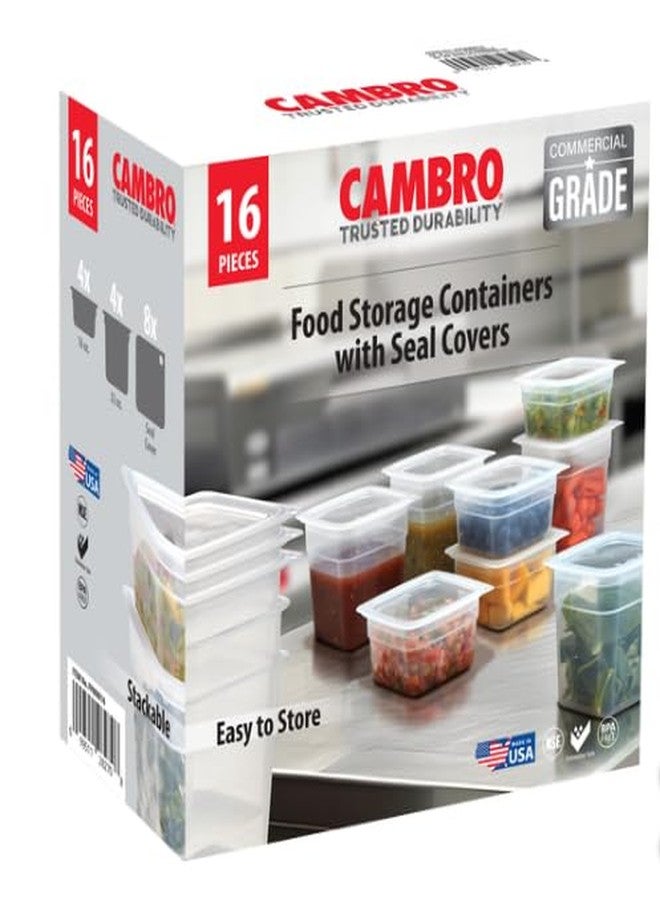 cambro Freshpro Mini Food Storage Container Set with Lid, Translucent 8 sets - Image 1