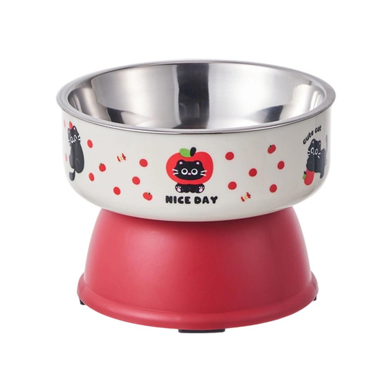 Red Stainless Steel Adjustable Elevated Dog Bowls Stand With Splash Proof Dish For All Breeds - Image 2
