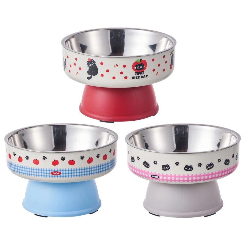 Red Stainless Steel Adjustable Elevated Dog Bowls Stand With Splash Proof Dish For All Breeds - Image 4