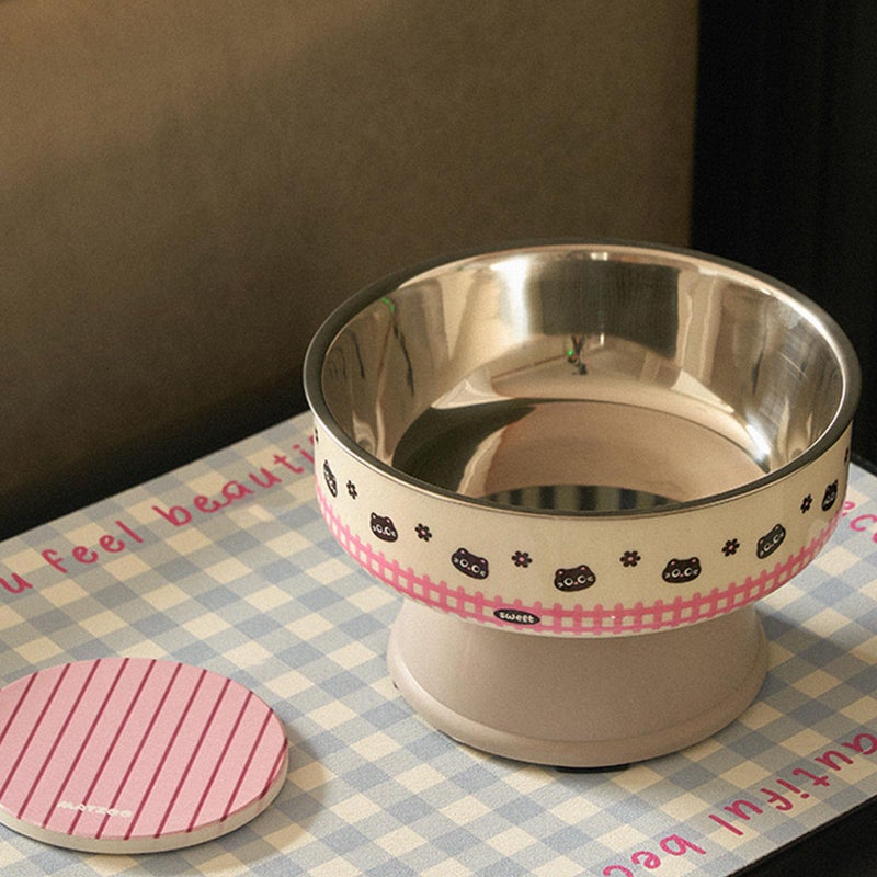 Red Stainless Steel Adjustable Elevated Dog Bowls Stand With Splash Proof Dish For All Breeds - Image 5