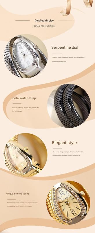 BIFANXI® Women's Snake-Shaped Bracelet Watch | Stylish Quartz Wristwatch with Oval Dial | 50m Waterproof Ladies' Fashion Watch for Weddings & Parties-IMP - Image 4
